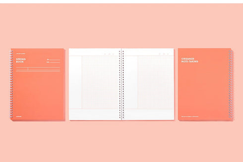 MOTEMOTE Living Coral SPRING Book Notebook Cornell Ruled 5mm Grid 100 Pages | 258mm x 158mm- USA