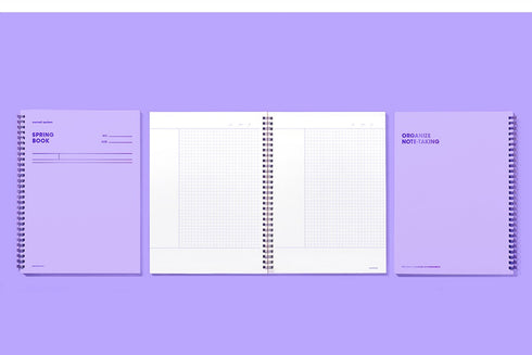 MOTEMOTE Violet SPRING Book Notebook Cornell Ruled 5mm Grid 100 Pages | 258mm x 158mm- USA Located!