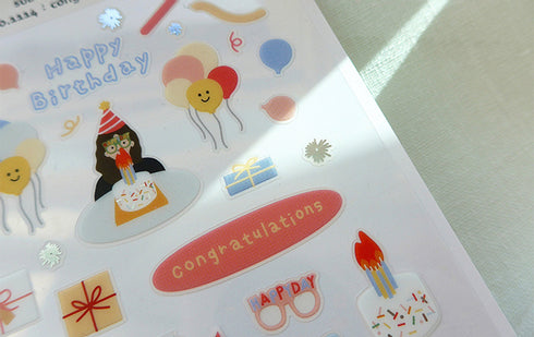 Suatelier Sonia PVC Transparent Stickers 1114 | Congratulations Party Birthday Stickers