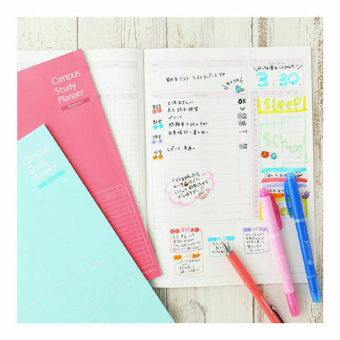 Kokuyo A5 Campus PINK WEEKLY Undated Study Planner Notebook | 28 Sheets Eco-Friendly Wood-Free Paper Y82MW