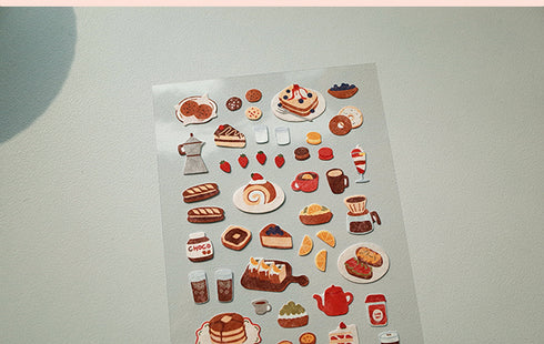 Suatelier Sonia PVC Transparent Stickers 1116 | Food 04 Pancakes Cake Coffee Stickers
