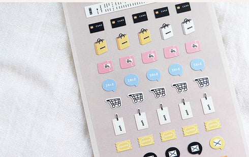 Suatelier Sonia PVC Transparent Stickers Mini Series 108 | Deco 03 Shopping Cart Packages Retail