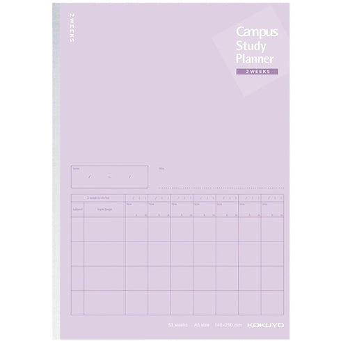 Kokuyo A5 Campus DARK Blue TWO WEEKS Undated Study Planner Notebook | 26 Sheets Eco-Friendly Wood-Free Paper Y82LT