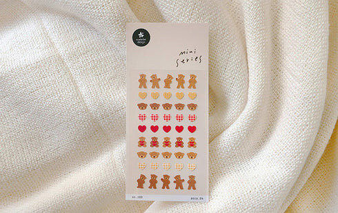 Suatelier Sonia PVC Transparent Stickers Mini Series 109 | Teddy Bear Comfort Snuggling