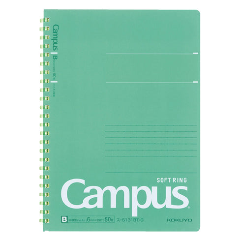 Kokuyo A5 Soft Ring GREEN SUMMER Edition Notebook Dotted Line 6 mm Rule | 50 Sheets S131BT