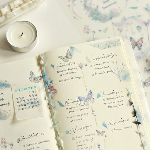 MU Lifestyle Print-On Stickers Rub -On Stickers Transfer Stickers Translucent Stickers 085 | Never Stop Dreaming Butterflies Blue & Purple