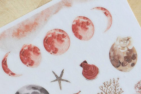 MU Lifestyle Print-On Stickers Rub -On Stickers Transfer Stickers Translucent Stickers 089 | Glimmer of Hope Planets Moon Stars Crystals