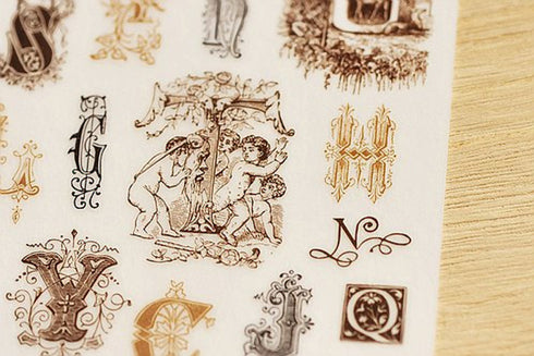 MU Lifestyle Print-On Stickers Rub -On Stickers Transfer Stickers Translucent Stickers 128 | All Secrets Library Books Calligraphy Cartouche
