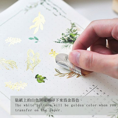 MU Lifestyle Print-On Stickers Rub-On Stickers Transfer Stickers GOLD FOIL Stickers 04 | Individual Gold Foil Flowers Lotus Rose Branch