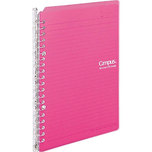 Kokuyo A5 Campus LIGHT PINK Smart Ring Binder 20 Rings Notebook | 25 Sheets Capacity SP130