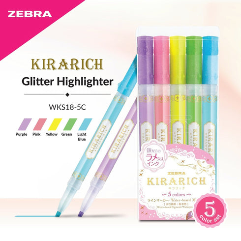 Zebra Kirarich Kira Rich PINK GLITTER Highlighter Pearlescent Highlighter Sparkle Highlighter | WKS18