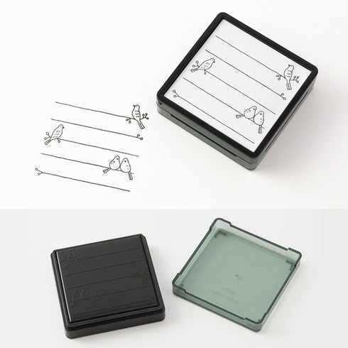 Midori Square Paintable Stamp Re-Inkable Self-Inking Stamp | BIRD Sage Package