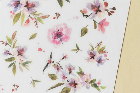 MU Lifestyle Print-On Stickers Rub -On Stickers Transfer Stickers Translucent Stickers 084 | Rise and Shine Pink & Purple Flowers
