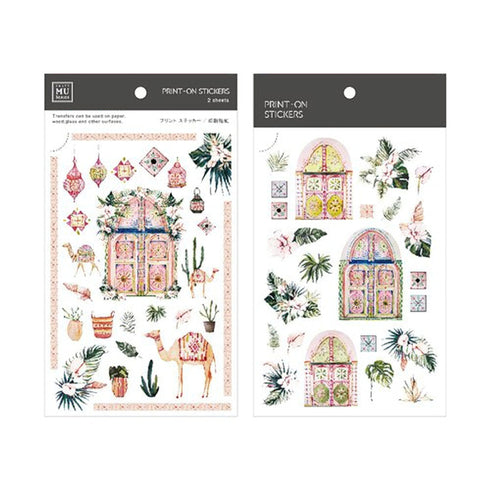 MU Lifestyle Print-On Stickers Rub -On Stickers Transfer Stickers Translucent Stickers 095 | Moroccan Palm Trees Camels