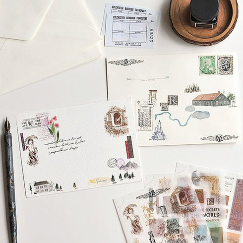 MU Lifestyle Print-On Stickers Rub -On Stickers Transfer Stickers Translucent Stickers 128 | All Secrets Library Books Calligraphy Cartouche