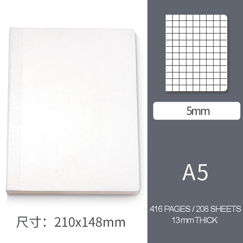 Chiba Stationery A5 Tomoe River Paper 5mm GRID 52gsm Planner Notebook Journal | 416 Pages