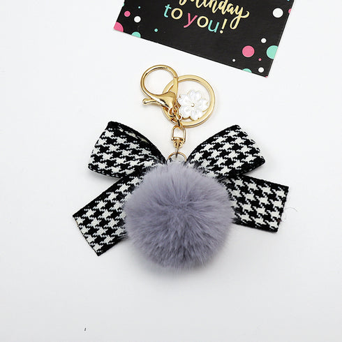 BLACK HOUNDSTOOTH Planner Charm Purse Charm Bag Charm Pom Pom Charm Pompom Charm | 2.2 X 3 Inches