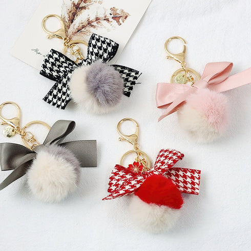 BLACK HOUNDSTOOTH Planner Charm Purse Charm Bag Charm Pom Pom Charm Pompom Charm | 2.2 X 3 Inches