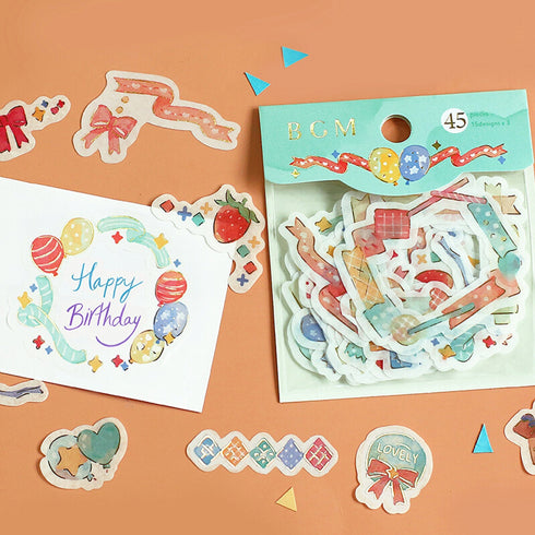 BGM Premium Die-Cut Flake Colorful Party Birthday Party Stickers Celebration Stickers Gold Foil Stickers | DG012