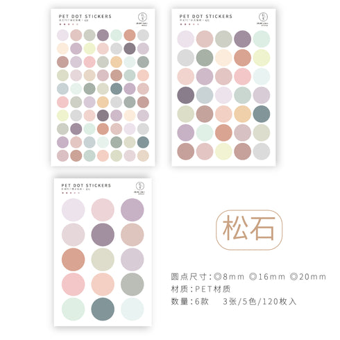 TRANSPARENT PET Pastel Dot Stickers Circle Stickers | Seasons