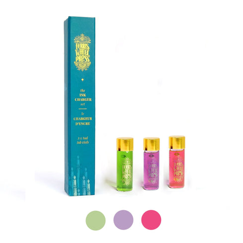 Ferris Wheel Press SPRING ROBINIA Collection 3 Pack Charger Samples Fountain Pen Ink Dip Pen Ink Bottle Ink | Three 5ml Bottles SHL