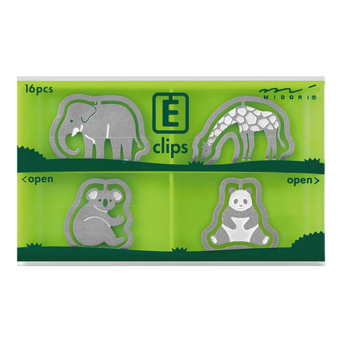 MIDORI E-Clip Etching Clip ZOO Elephant Koala Bear Giraffe Panda Bear Paper Clips