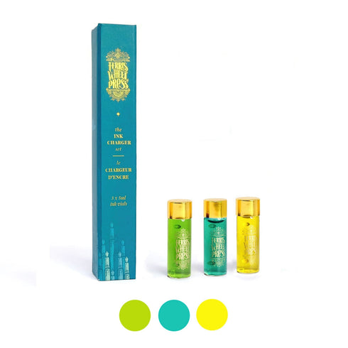 Ferris Wheel Press FRESH SQUEEZED Collection 3 Pack Charger Samples Fountain Pen Ink Dip Pen Ink Bottle Ink | Three 5ml Bottles FSS