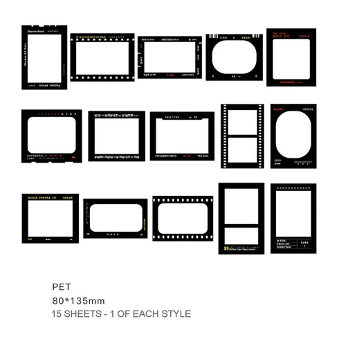 TRANSPARENT PET Picture FRAME Stickers Music Theme Stickers Border Stickers Photo Frame Stickers Photography Frame Stickers