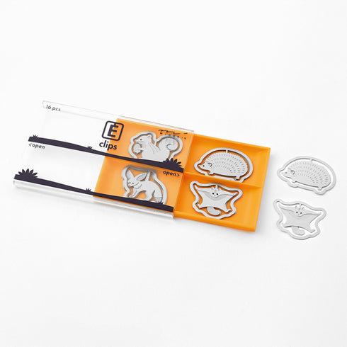 MIDORI E-Clip Etching Clip WILDLIFE Chipmunk Hedgehog Fennec Fox Flying Squirrel Small Animal Paper Clips
