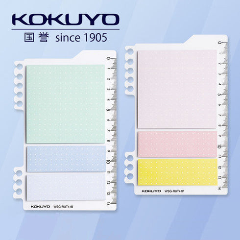 Kokuyo 2Way PINK Sticky Pads Loose Leaf Smart Ring Binder Spiral Notebook with Ruler Index Sticky Notes Planner Sticky | 20 Sheets WSG-RUT41