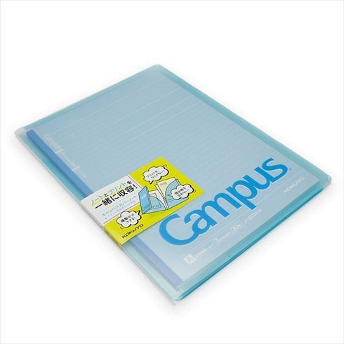 Kokuyo B5 Campus BLUE Cover Notebook Dotted 7 mm Rule 2 Pocket Folder Plastic Folder | 623A-B