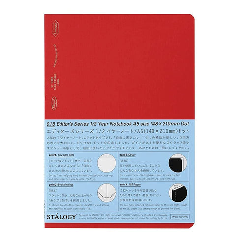 Stalogy A5 BLACK Editor's Series 365Days DOT GRID Notebook Bullet Journal Bujo | S4147 184 Sheets 368 Pages