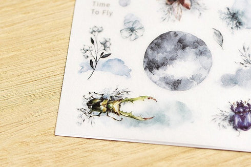 MU Lifestyle Print-On Stickers Rub-On Stickers Transfer Stickers Translucent Stickers 125 | Insects Globe Flowers