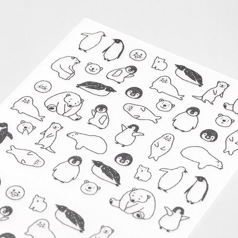 Midori Seal Collection Chat SEA CREATURES Stickers Planner Stickers Black & White Stickers Penguin Seal Polar Bear Stickers | 2555
