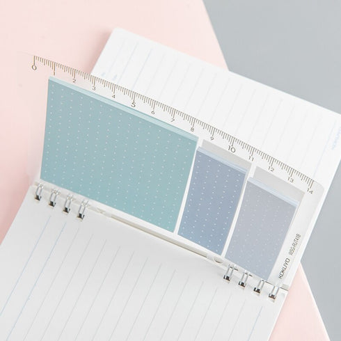 Kokuyo 2Way PINK Sticky Pads Loose Leaf Smart Ring Binder Spiral Notebook with Ruler Index Sticky Notes Planner Sticky | 20 Sheets WSG-RUT41