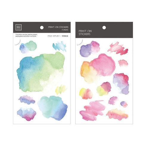 MU Lifestyle Print-On Stickers Rub-On Stickers Transfer Stickers Translucent Stickers 009 | Watercolor Blue Green Purple Pink Accents