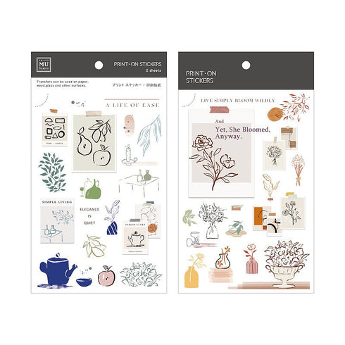 MU Lifestyle Print-On Stickers Rub-On Stickers Transfer Stickers Translucent Stickers 178 | Yet She Bloomed Modern Art Black & White