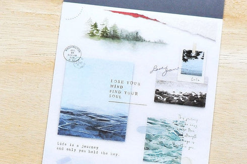 MU Lifestyle Print-On Stickers Rub-On Stickers Transfer Stickers Translucent Stickers 177 | Find Your Soul Sea Waves Ocean Forest Trees