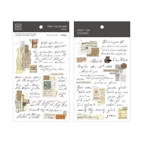 MU Lifestyle Print-On Stickers Rub-On Stickers Transfer Stickers Translucent Stickers 162 | Handwriting Cursive Love Notes Vintage Paper