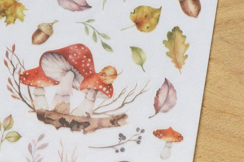 MU Lifestyle Print-On Stickers Rub-On Stickers Transfer Stickers Translucent Stickers 094 | Mushrooms Fungus Fungi Forest