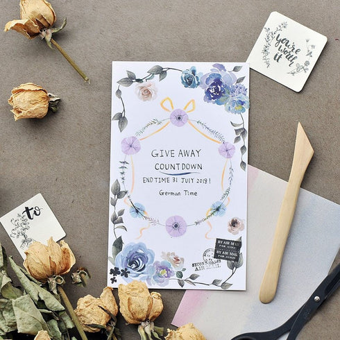 MU Lifestyle Print-On Stickers Rub-On Stickers Transfer Stickers Translucent Stickers 032 | Black Swan Blue Roses