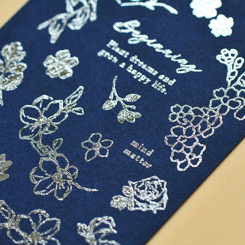 MU Lifestyle Print-On Stickers SILVER FOIL Rub-On Stickers Transfer Stickers 03 | Beginning Roses Foliage Flowers
