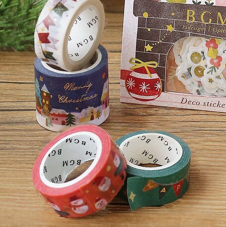 BGM Holiday Banner Christmas Banner Red & Green Banner GOLD FOIL Washi Tape