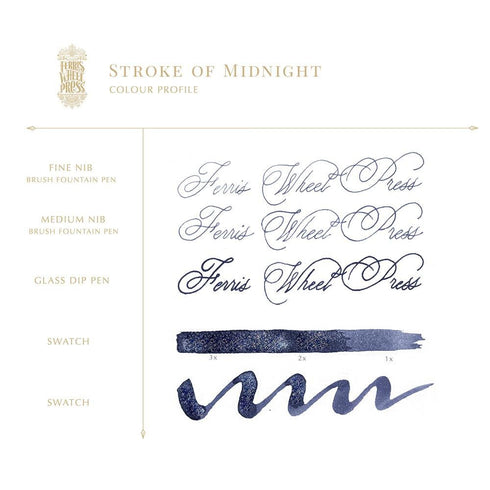 Ferris Wheel Press STROKE of MIDNIGHT SHIMMER Fountain Pen Ink Dip Pen Ink Calligraphy Ink Bottle Ink | 38ml
