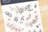 MU Lifestyle Print-On Stickers Rub-On Stickers Transfer Stickers Translucent Stickers 173 | Woodblock Flowers Sketch Flowers