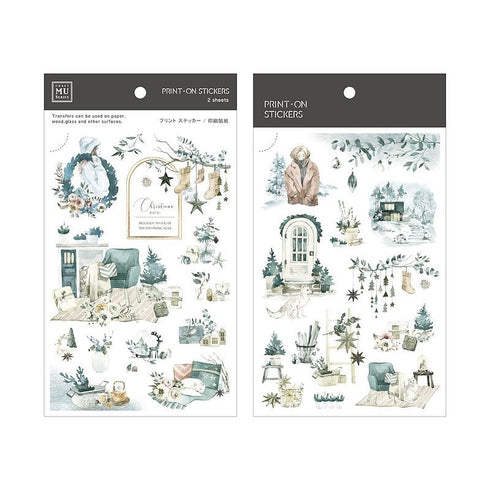 MU Lifestyle HOLIDAY CHRISTMAS Print-On Stickers Rub-On Stickers Transfer Stickers Translucent Stickers 1005 | Outdoor Decorations