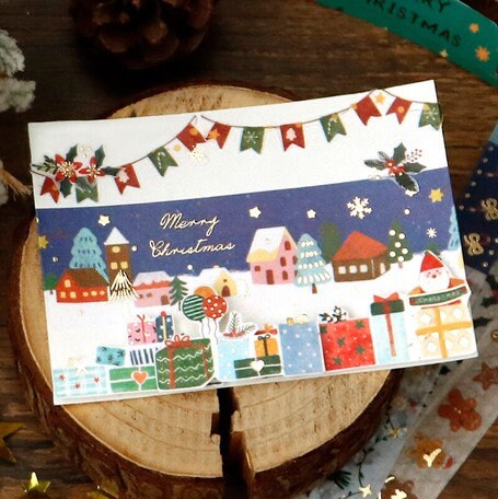 BGM Holiday Banner Christmas Banner Red & Green Banner GOLD FOIL Washi Tape