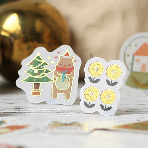 BGM Premium Die-Cut Flake Stickers Holiday Ornaments Holiday Wreath Christmas Mantle | FGLC008