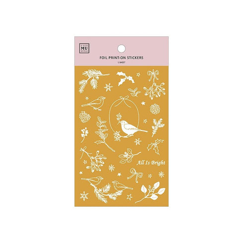 MU Lifestyle HOLIDAY CHRISTMAS Print-On Stickers Rub-On Stickers Transfer Stickers Gold Foil Stickers 02 | All Is Bright