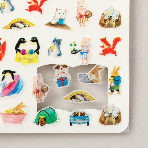 Midori ANIMALS In Scenes CAT Dog Squirrel Sticker for DIARY Series Stickers Washi Tape Stickers Repositionable Stickers Bujo Stickers | 2568